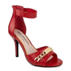 NWT JUICY COUTURE Red Maia Women's Chain Dress Heels Size 10M